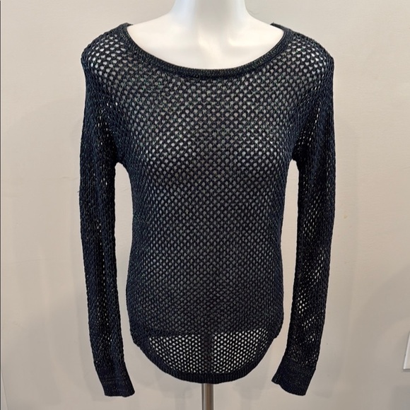 Trouvé XS Black Metallic Mesh Long Sleeve Sweater - Picture 1 of 8